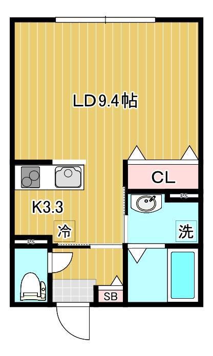 DIORMOND(1K/2階)の間取り写真