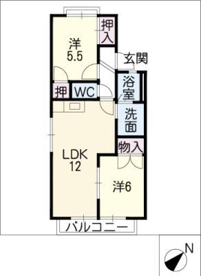 エクセカ(2LDK/2階)の間取り写真
