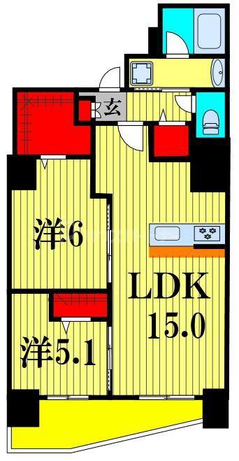WELINA HALELEA(2LDK/10階)の間取り写真