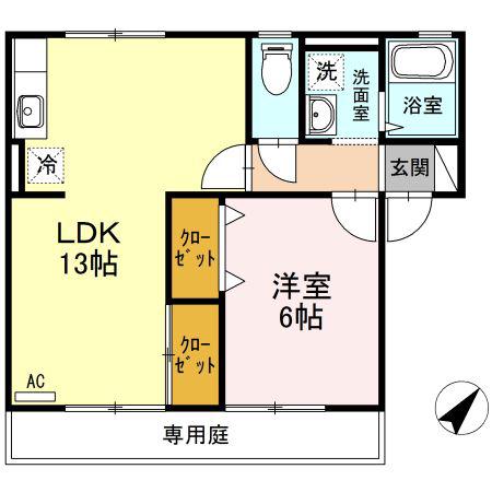 タクトハイツ日浅II(1LDK/1階)の間取り写真