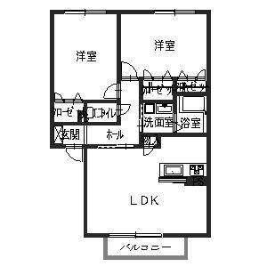シャーメゾン東花園(2LDK/2階)の間取り写真