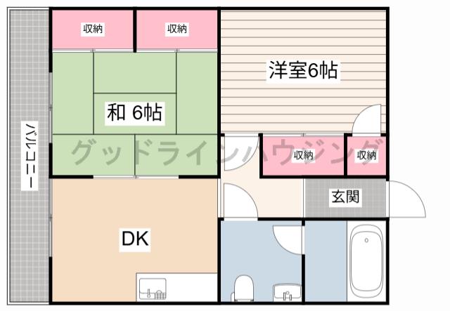 サニーハイム社(2DK/2階)の間取り写真
