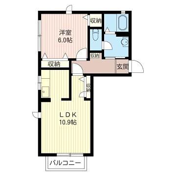 カーム末広E(1LDK/2階)の間取り写真