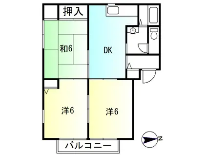 神敷台セントラルコート(3DK/1階)の間取り写真