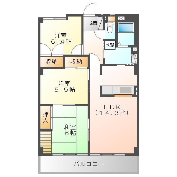 メゾン光洋白子駅前(3LDK/3階)の間取り写真