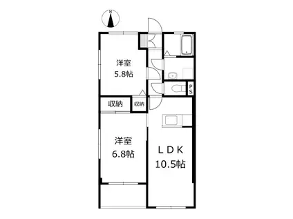 加藤ハイツ三ツ寺(2LDK/3階)の間取り写真