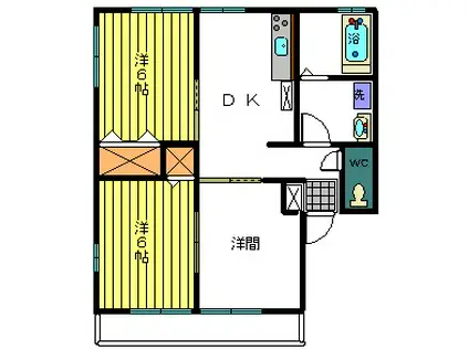 ネット・ヴィラ龍舞B(3DK/1階)の間取り写真