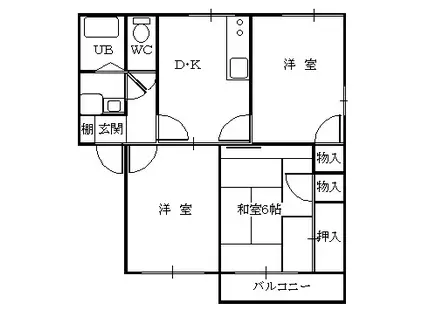 フレグランス上ヶ丸(3DK/1階)の間取り写真