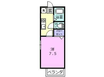 サウスゲート A棟(1K/1階)の間取り写真