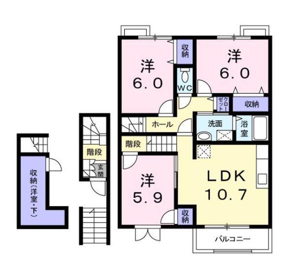 ヌーベル(3LDK/2階)の間取り写真