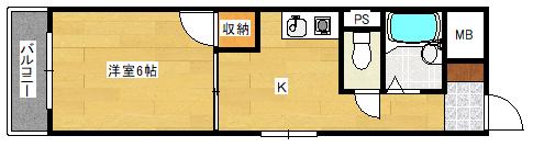 ビバブル長束(1K/3階)の間取り写真