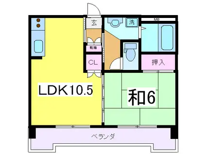 サンシャイン新飯田屋(1LDK/4階)の間取り写真