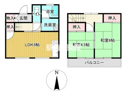 ブルーマウンテンハイツB棟(2LDK/1階)の間取り写真