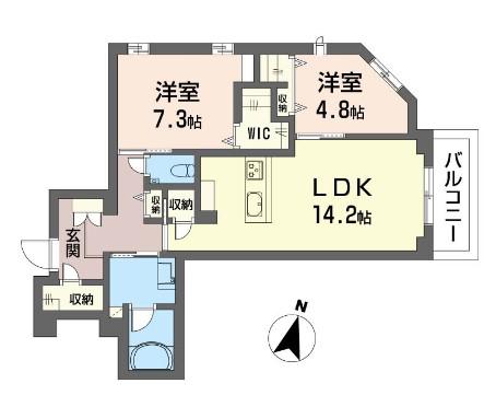 アリスティオ赤羽北(2LDK/1階)の間取り写真
