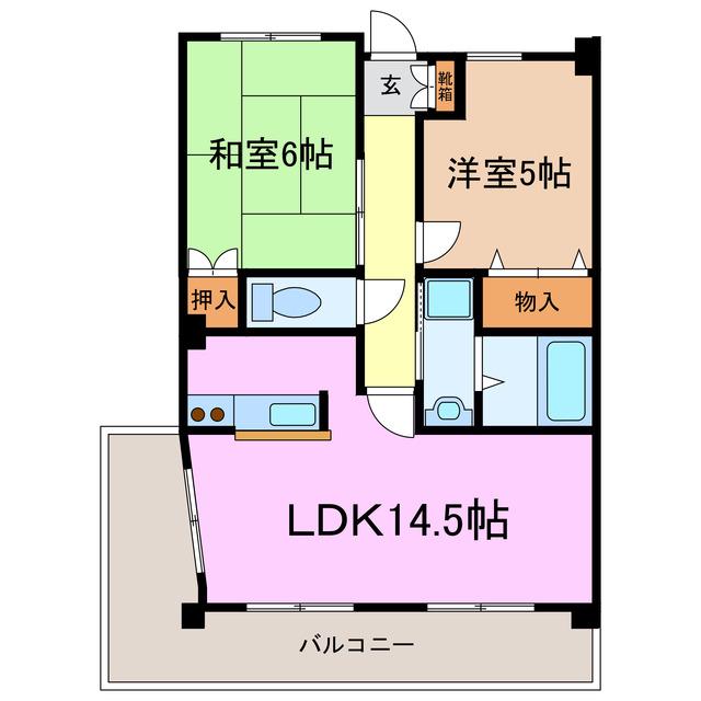 グランメール香久山(2LDK/4階)の間取り写真