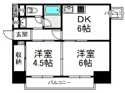 豊崎レヂデンス(2DK/4階)の間取り写真