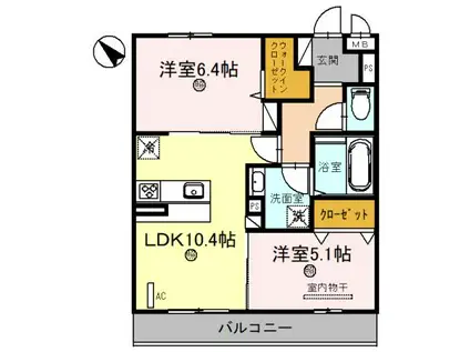 D-ROOM五反田(2LDK/3階)の間取り写真