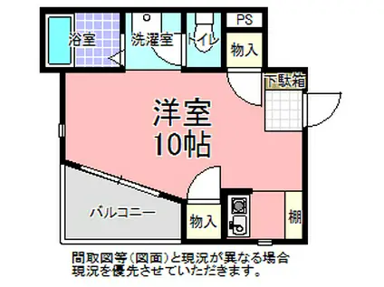 シャトー水戸(ワンルーム/1階)の間取り写真