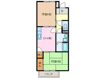 サープラス喜久屋Ⅱ(2DK/1階)の間取り写真