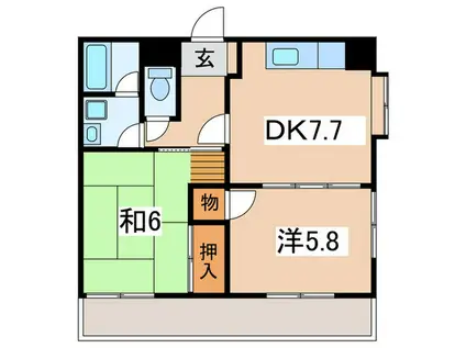 日宝コートヒルズ洋光台IV(2DK/2階)の間取り写真