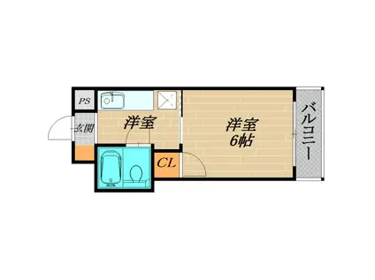 江南マンション(1K/2階)の間取り写真