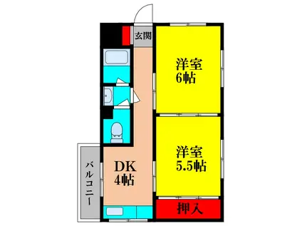 シャローム上新庄(2DK/2階)の間取り写真