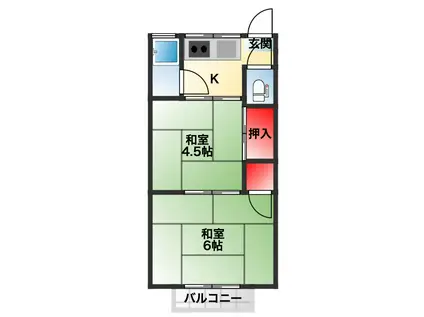 渡邉アパートB棟(2K/2階)の間取り写真