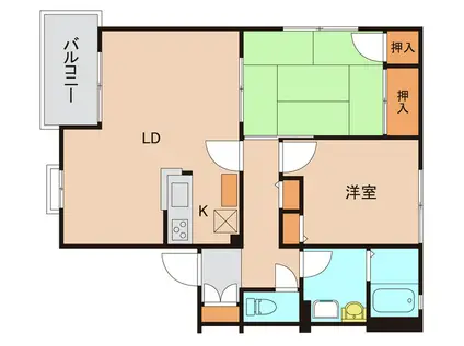 藤代パークマンション C(2LDK/2階)の間取り写真