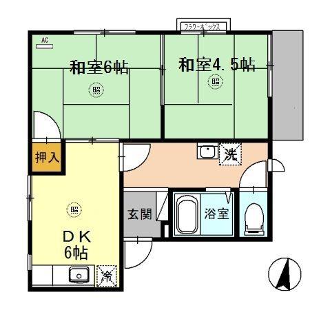 サンハイツ学園前(2DK/1階)の間取り写真