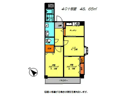 MOANAハイツ(2LDK/6階)の間取り写真