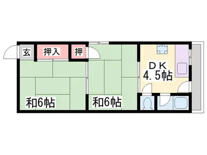 鈴蘭台南町アパートメント(2DK/1階)の間取り写真