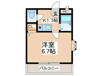 ソレイユマンション(1K/4階)の間取り写真