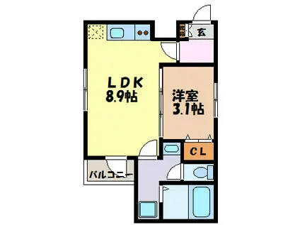 MIA CASA 大須(1LDK/2階)の間取り写真