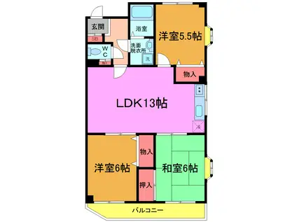 ストーン本八幡(3LDK/3階)の間取り写真