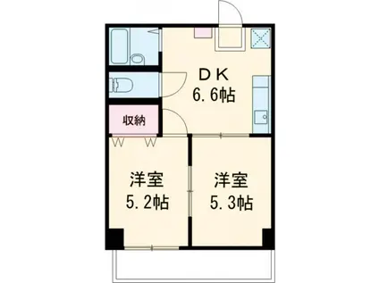 みのわグレースマンション(2DK/2階)の間取り写真