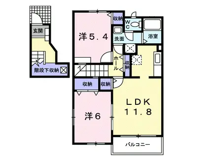 エスタシオン(2LDK/2階)の間取り写真