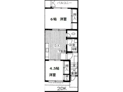 桜坂ハイツ(2DK/4階)の間取り写真