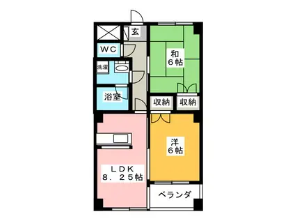 コモドア南浦和(2LDK/1階)の間取り写真