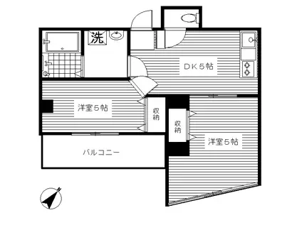 ビータローゼア(2DK/2階)の間取り写真