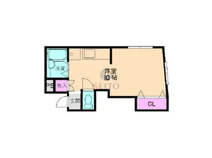 緑地マンション(ワンルーム/2階)の間取り写真