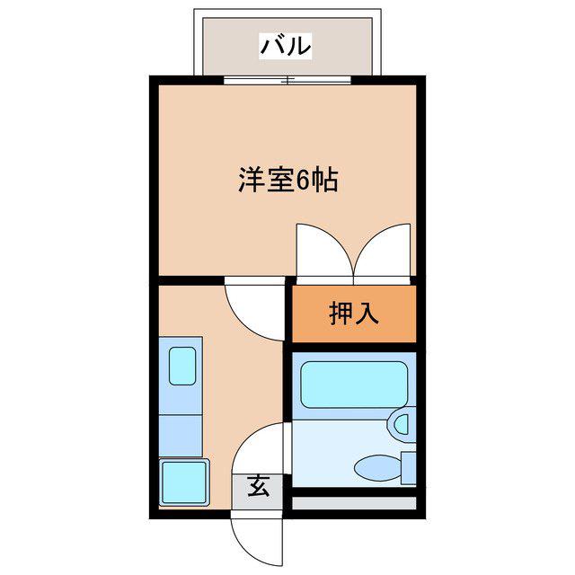 カトレヤ中峠(1K/1階)の間取り写真