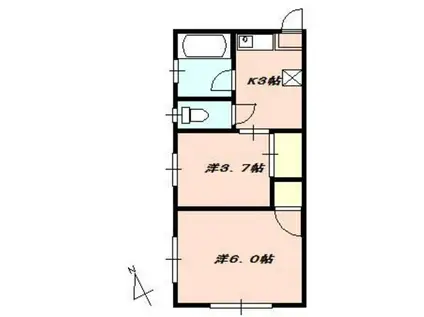 千頭ハイツ(2K/2階)の間取り写真