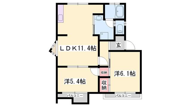 タウニィ西新在家(2LDK/2階)の間取り写真