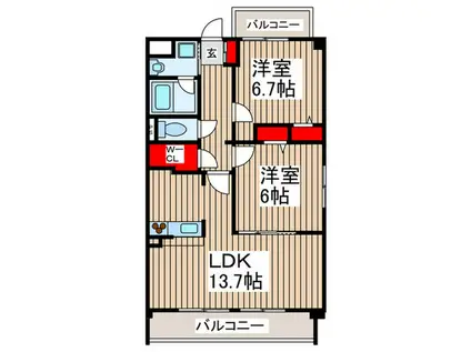 MS SQUARE(2LDK/2階)の間取り写真