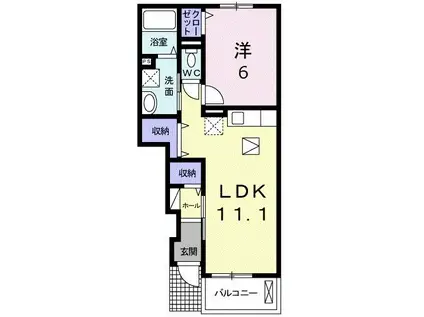 フィデール・エオス(1LDK/1階)の間取り写真