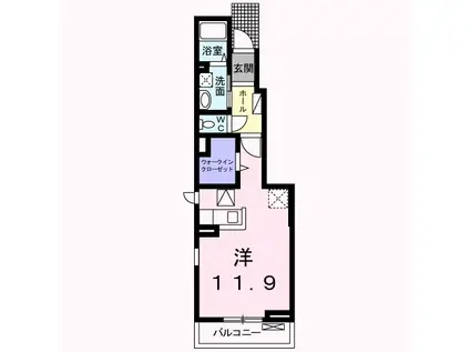 カーサ・セレノ(ワンルーム/1階)の間取り写真