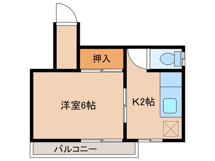 陽楽荘(1K/2階)の間取り写真