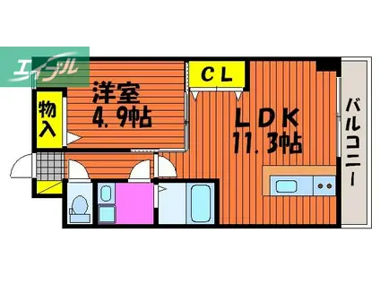 メゾンドW(1LDK/4階)の間取り写真