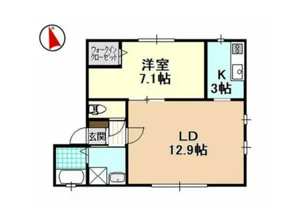 棒屋第四下池ハイツ(1LDK/1階)の間取り写真