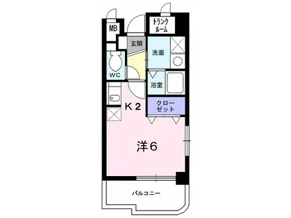 エレガンラルジュII(ワンルーム/1階)の間取り写真